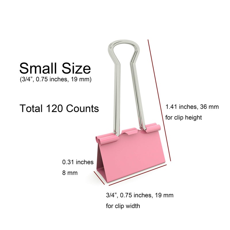 Nctinystore Binder Clips Small Metal Clamp - 3/4 in (0.75 inch)(Small, Pink, 120 Count) - Image 2